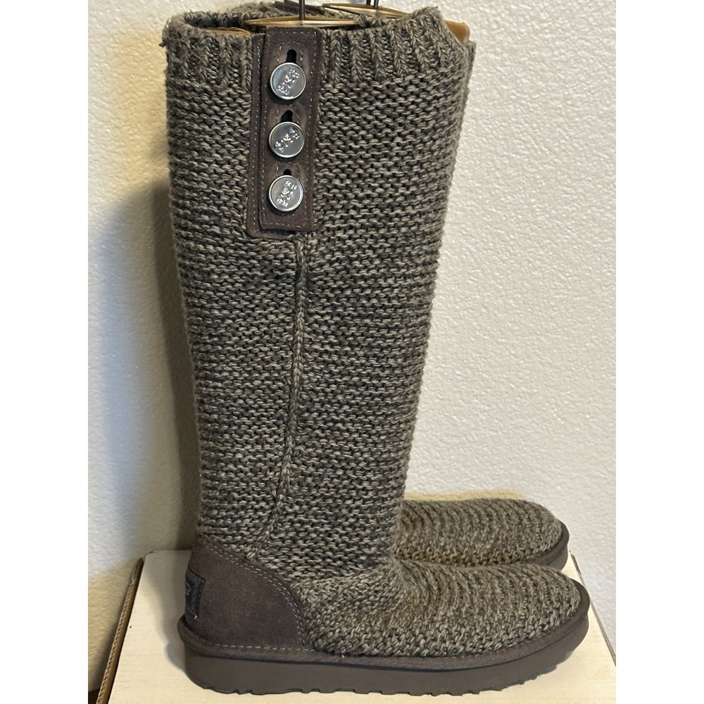 New UGG Australia Purl Cardy Knit Winter Boots UGGPURE Womens's US 6 EU 37 Gray